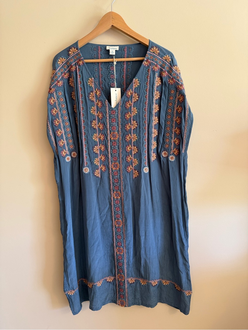 Sundance Garden Melody Embroidered V-Neck shift Dress, size XL